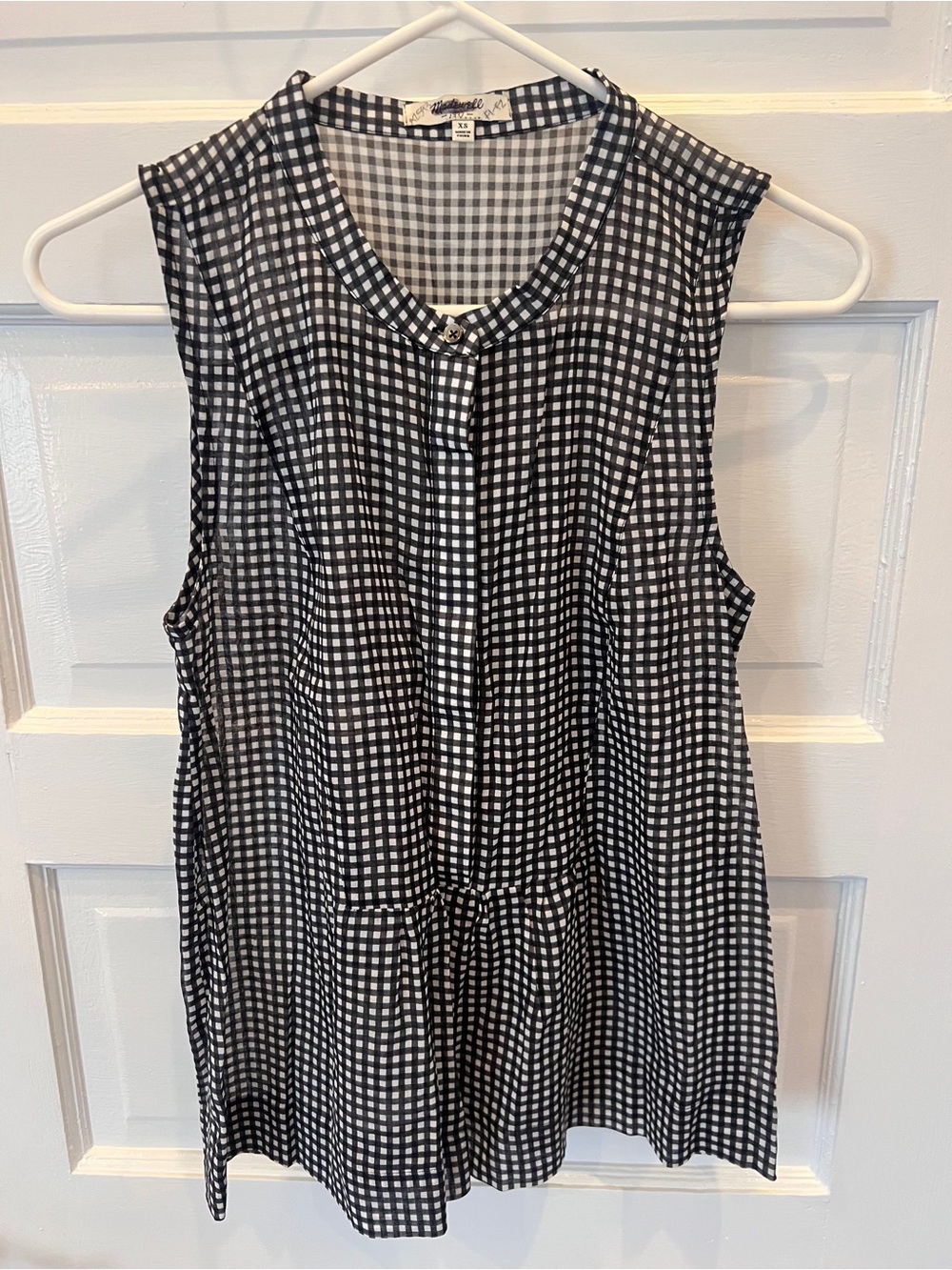 Madewell Sleeveless Black & White Gingham Sleeveless Blouse